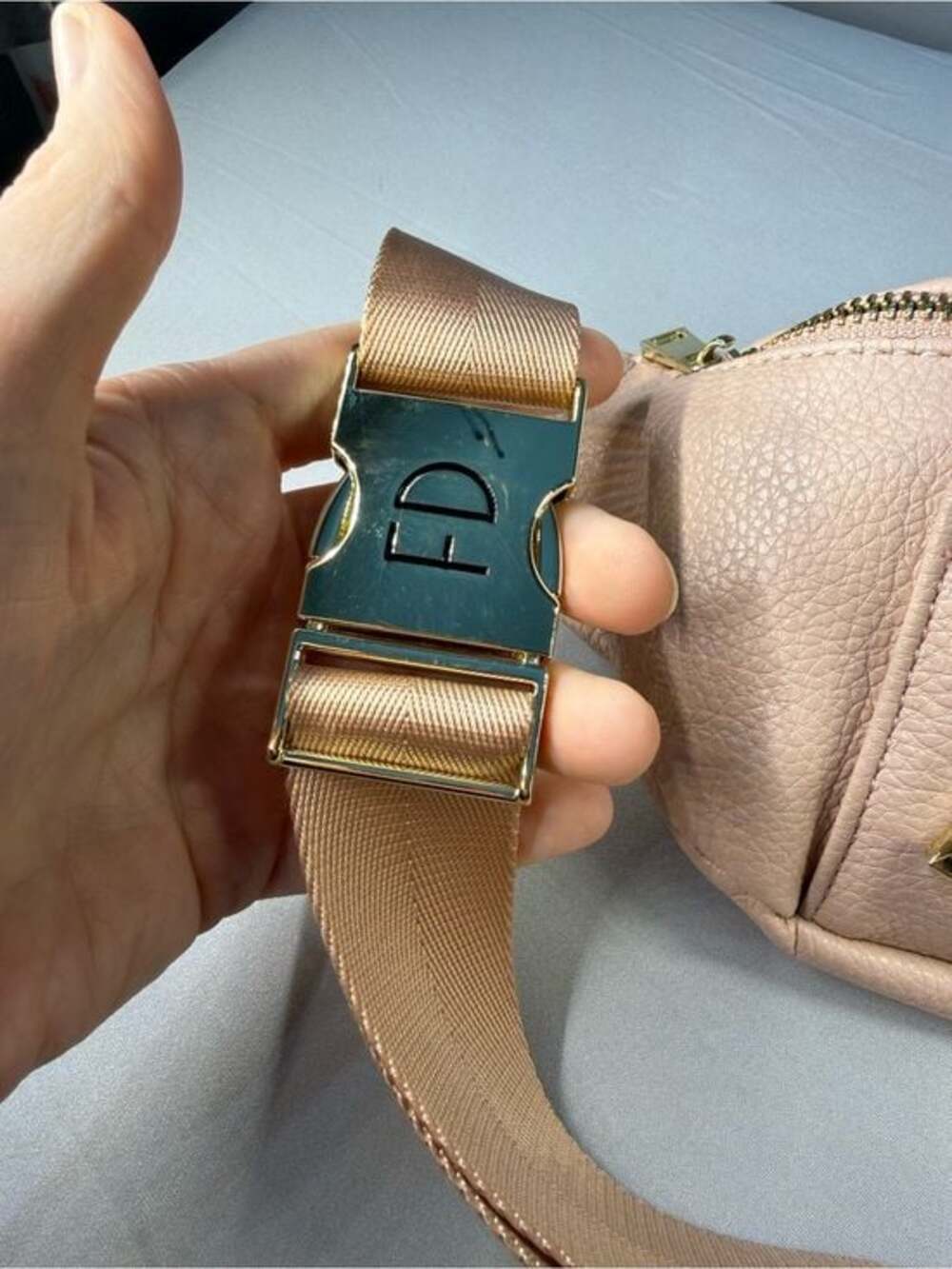 Fawn Design Blush Pink Pebbled Leather Crossbody Bag Belt Bag or Shoulder bag - Picture 6 of 11
